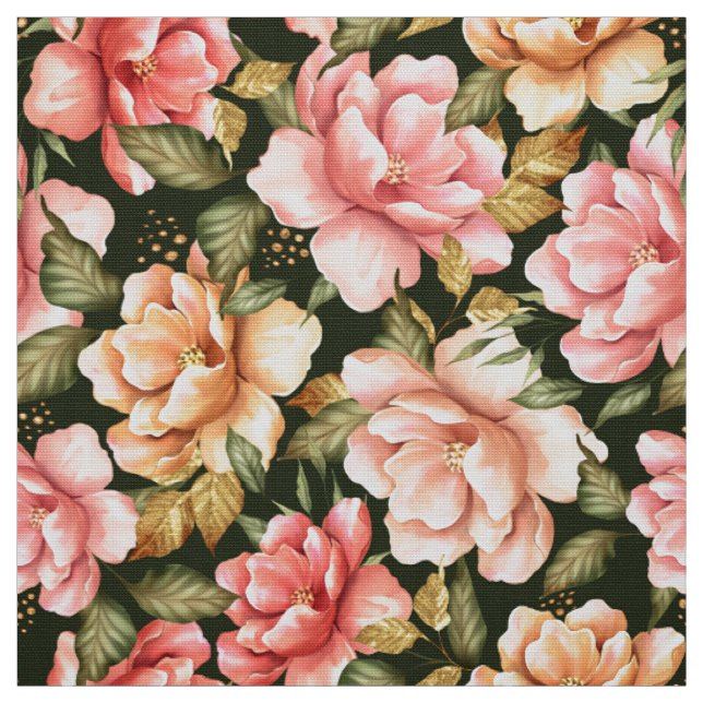 Pink and yellow flowers. Romantic pattern Fabric (Swatch)