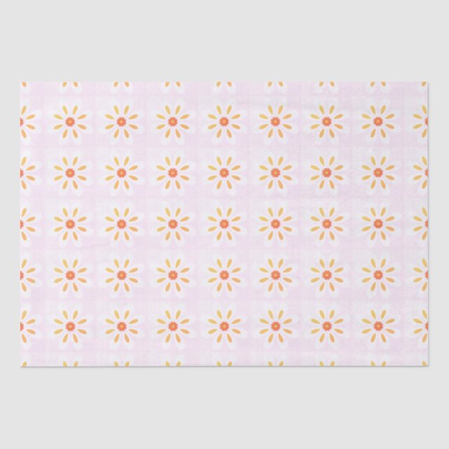 Pink and Yellow flowers  Tissue Paper (Front)