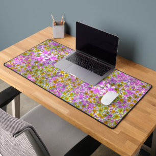 Pink And Yellow Frangipanis, Desk Mat