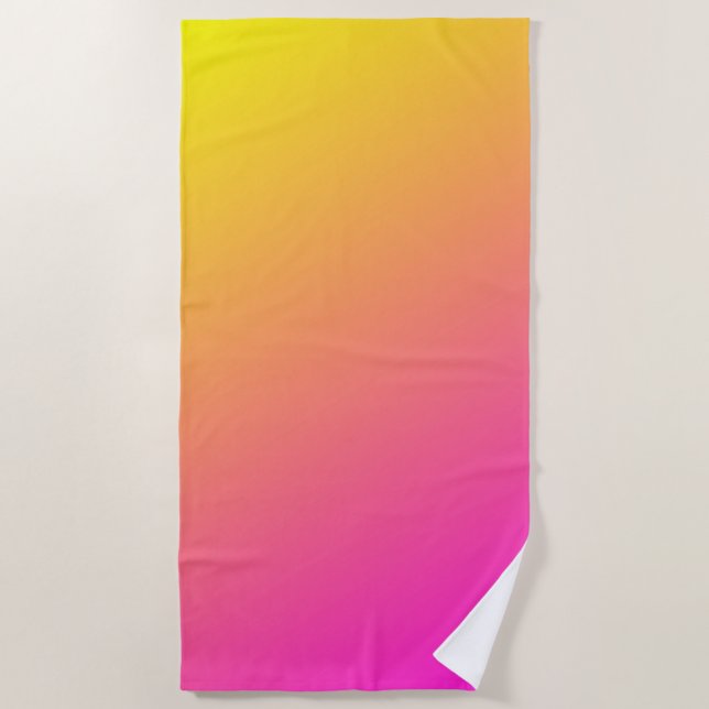 Pink and yellow gradient beach towel (Front)