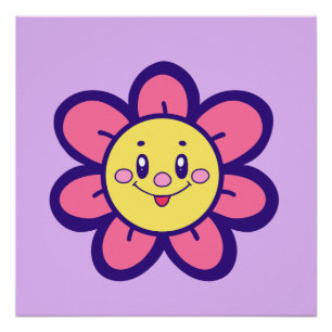 Pink And Yellow Happy Flower Poster