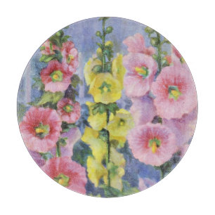 Pink and Yellow Hollyhock by Cargill, 1937 Cutting Board