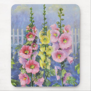Pink and Yellow Hollyhock by Cargill, 1937 Mouse Pad