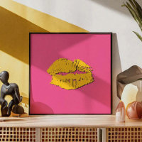 Pink and Yellow Kissing Lips
