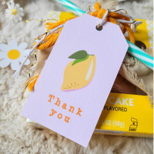 Pink and Yellow Lemon Double Sided Thank You Gift Tags