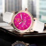 Pink and yellow minimal Monogram Name  Watch<br><div class="desc">Pink and yellow Monogram Name This elegant Pink and yellow Monogram Name watch is decorated with an eggplant personalized with your name. You can easily change the name and delete the white numbers if you wish. What a wonderful gift for her - a bridesmaid, maid of honor, graduation, mother's day,...</div>