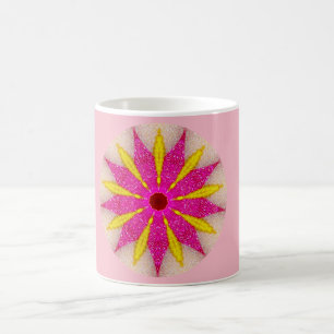 Pink and Yellow Pointsettia Fractal Coffee Mug