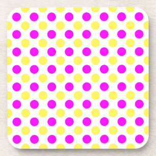 Pink and yellow polka dots coaster