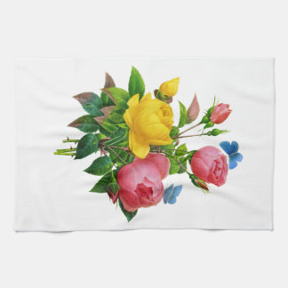 Pink and Yellow Rose Bouquet by Redoute Kitchen Towel