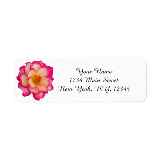 Pink and Yellow Rose Return Address Label (Devant)