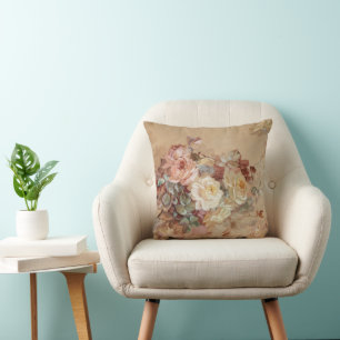 Pink and Yellow Roses – Franz Bischoff Throw Pillow