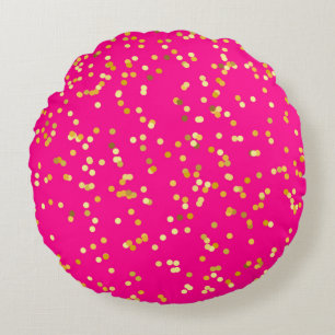 Pink and yellow round pillow