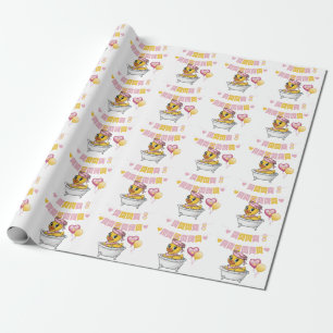 Pink and Yellow Rubber Duck Girl Baby Shower Wrapping Paper