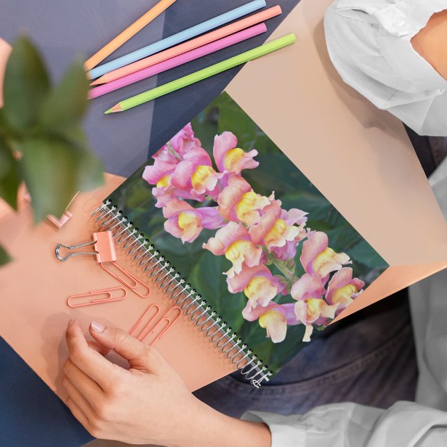 Pink and Yellow Snapdragon Floral Notebook (In Situ)
