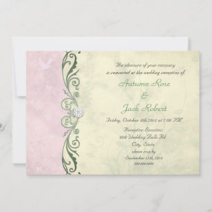 Pink and Yellow Spring Floral Wedding Reception Invitation