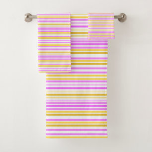 Pink And Yellow Stripe Towel Set