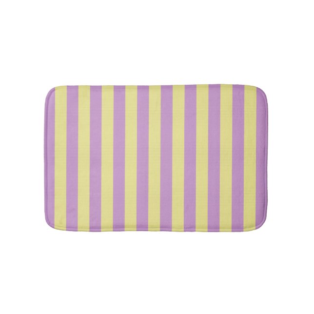 Pink and yellow striped bath mat (Front)