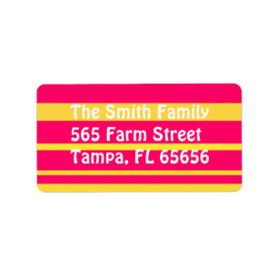 Pink and Yellow Stripes Address Labels