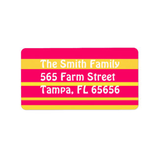 Pink and Yellow Stripes Address Labels