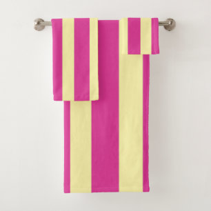 Pink and Yellow Stripes Bath Towel Set