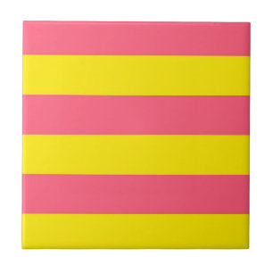 Pink and Yellow Stripes Design Tile