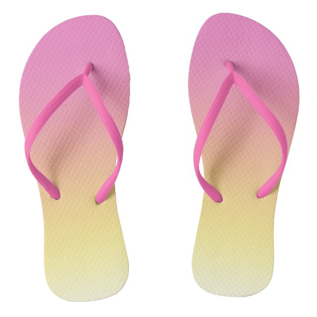 Pink and Yellow Sunset Ombre Flip Flops (Footbed)
