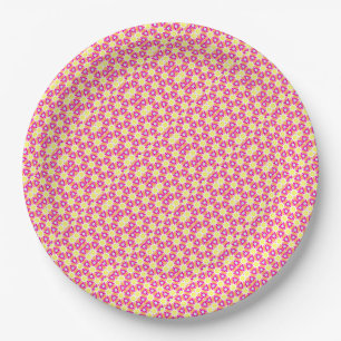 Pink and Yellow Sunshine Paper Plate
