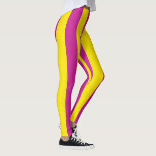 Pink and Yellow Vintage Stripes Leggings