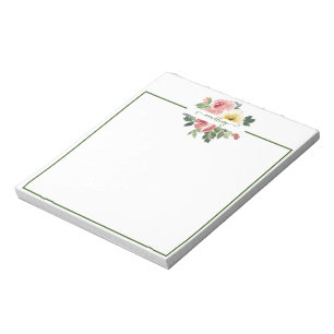 Pink and yellow watercolor floral personalized    notepad