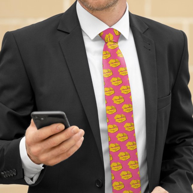 Pink and Yellow XOXO Kissing Lips Tie (Creator Uploaded)