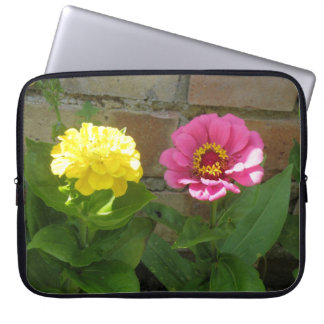 Pink and Yellow Zinnias Laptop Bag