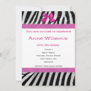Pink and Zebra Girls Invitation