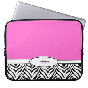 Pink and Zebra Laptop Sleeve