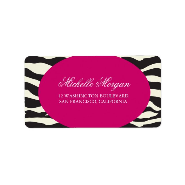 Pink and Zebra Stripes Custom Label (Front)
