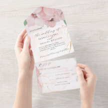 Pink Anemone All in One Wedding Invite