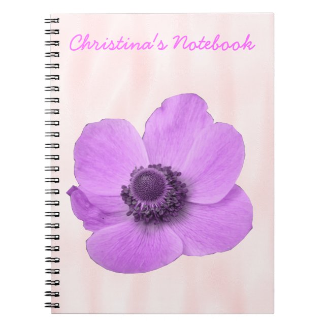 Pink Anemone Customizable Notebook (Front)