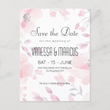 Pink Anemone Floral Wedding Save the Date