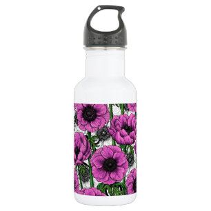 Pink anemone garden 532 ml water bottle