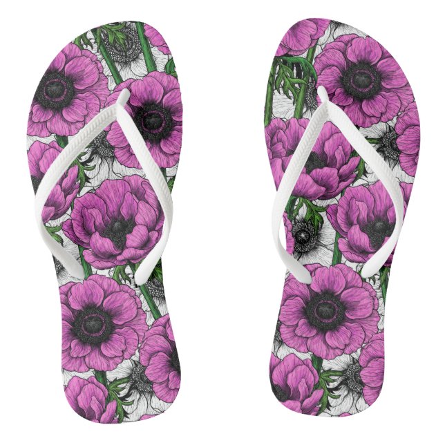 Pink anemone garden flip flops (Footbed)