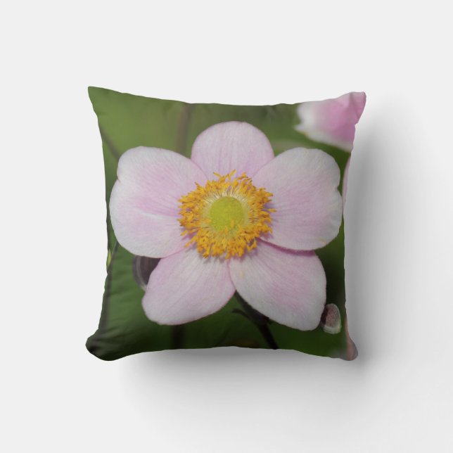 Pink Anemone Throw Pillow (Front)