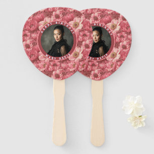 Pink Anemones Women Birthday Gift For Her Hand Fan