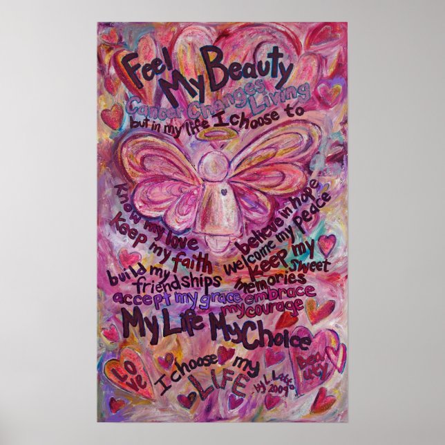 Pink Angel Cancer Poem Art Print Poster (Front)