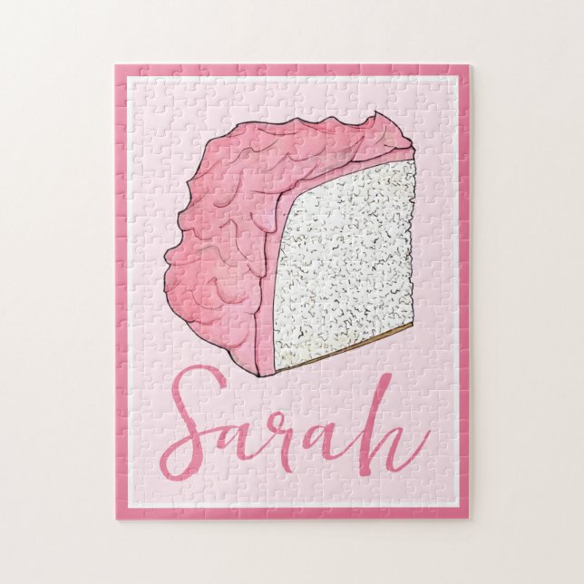 Pink Angel Food Cake Slice Baking Personalized Jigsaw Puzzle (Vertical)