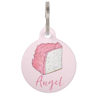 Pink Angel Food Cake Slice Baking Personalized Pet Tag