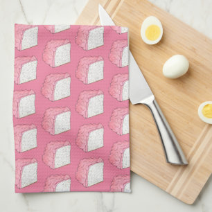 Pink Angel Food Sponge Cake Slice Baking Foodie Kitchen Towel