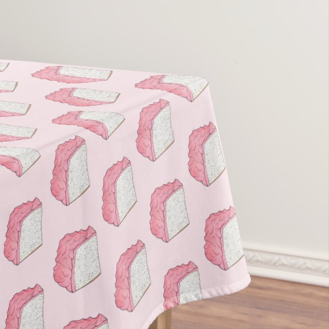 Pink Angel Food Sponge Cake Slice Baking Foodie Tablecloth (In Situ)