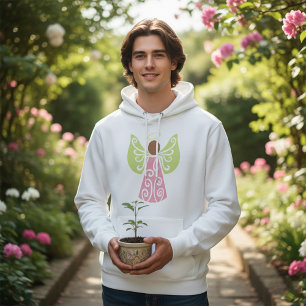 Pink Angel Green Swirl Wings Spiritual Decorative  Hoodie