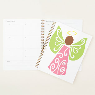 Pink Angel Green Swirl Wings Spiritual Decorative  Planner