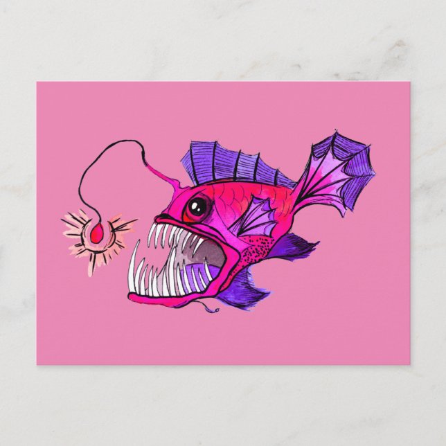 Pink Anglerfish Postcard (Front)