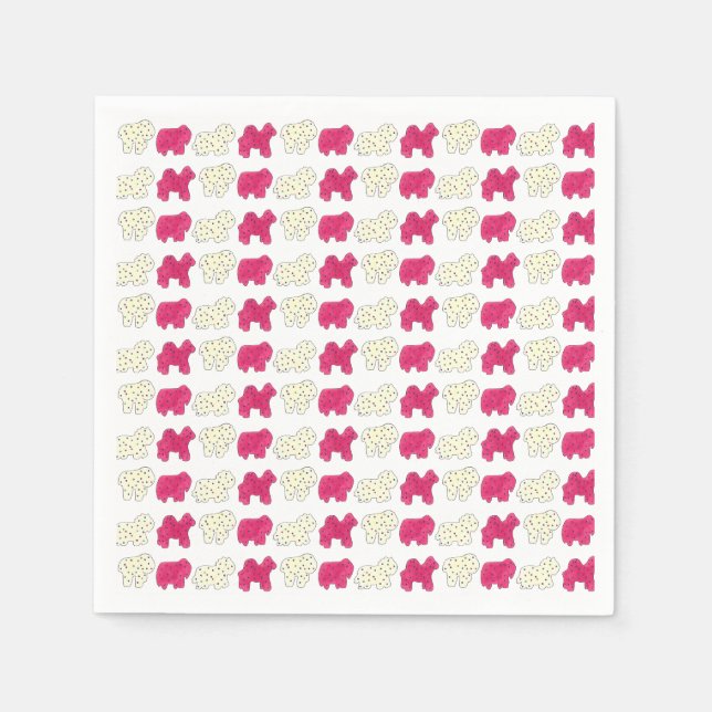 Pink Animal Crackers Cookies Circus Birthday Party Napkin (Front)